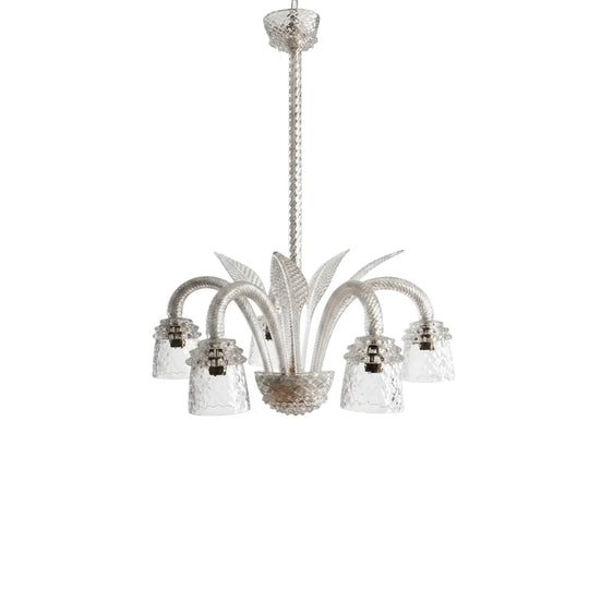Five Arm Barovier & Toso Leaf Chandelier