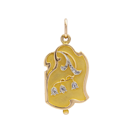 Art Nouveau, Lily of the Valley, Gold & Diamond Locket