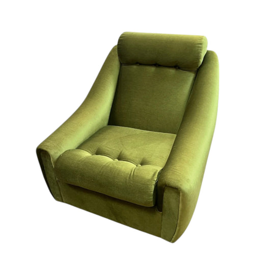 Dana Furniture Armchair | Olive Green Velour | Mid Century Modern Lounge Chair