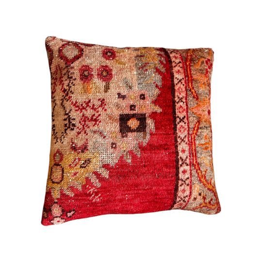 Cushion 50cm x 50cm repurposed from handmade Turkish carpets and Kilims.