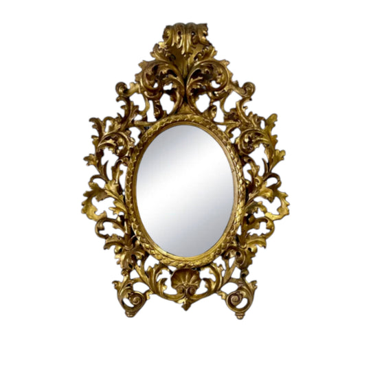 Vintage Italian carved and gilt Rococo Mirror