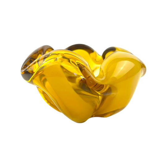 Amber yellow Art Glass Dish