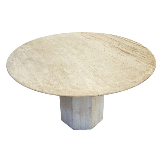 Vintage Travertine Round Dining Table