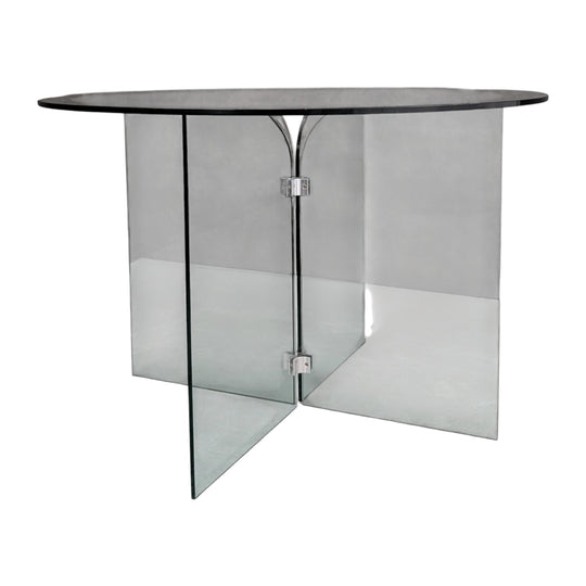 Vintage Minimalist Leon Rosen Style Architectural Glass Dining Table