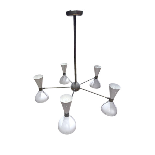 Mid-Century Italian-Style 5-Arm Sputnik Chandelier — Stilnovo / Sarfatti Style