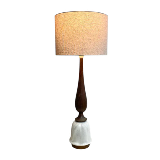 Mid Century 1960's Ceramic And Wood Table Lamp*