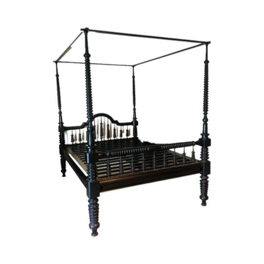 Ebonized Teak Queen Canopy Bed c1900 from India or Malaysia