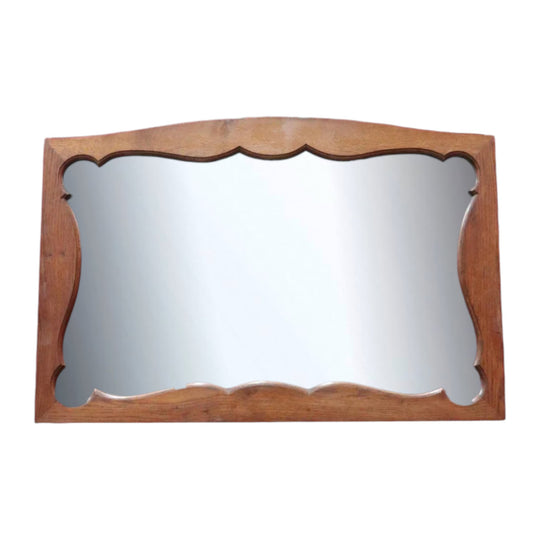 Vintage French Oak Art Novo Arched Wall Hanging Mirror B13016