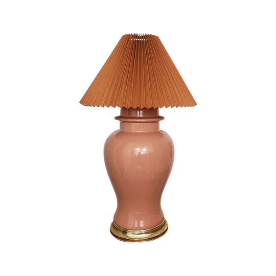 Vintage Large Dark Pink Lamp with Pleated Lampshade