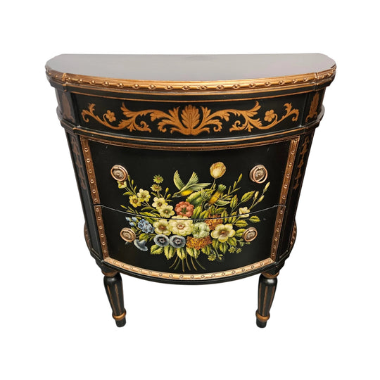 French Style Ebonised Hand Painted Chest of Drawers