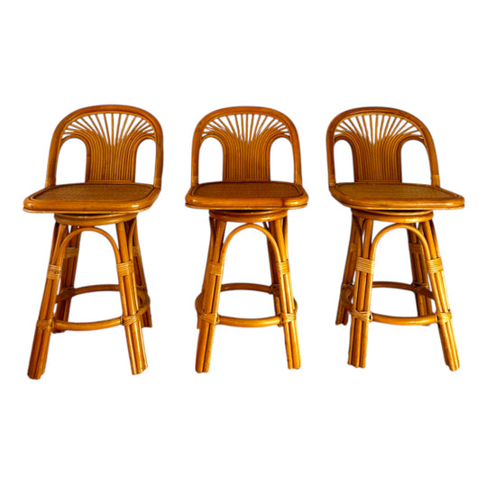 Vintage Rattan Cane Swivel Chairs
