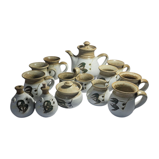 Vintage Stephen's Stonehaven Pottery 13pcs Coffee Set - Handcrafted Australian Studio