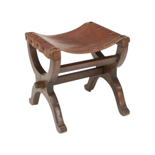 Mid 20th Century Spanish Leather Topped Tabouret