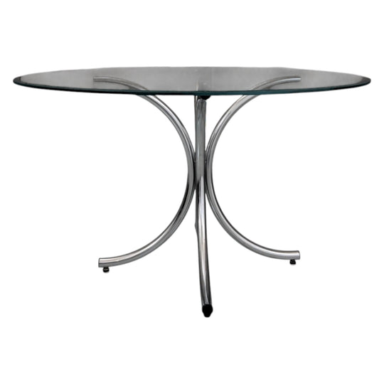 1970s European Modernist Chrome and Glass Dining Table