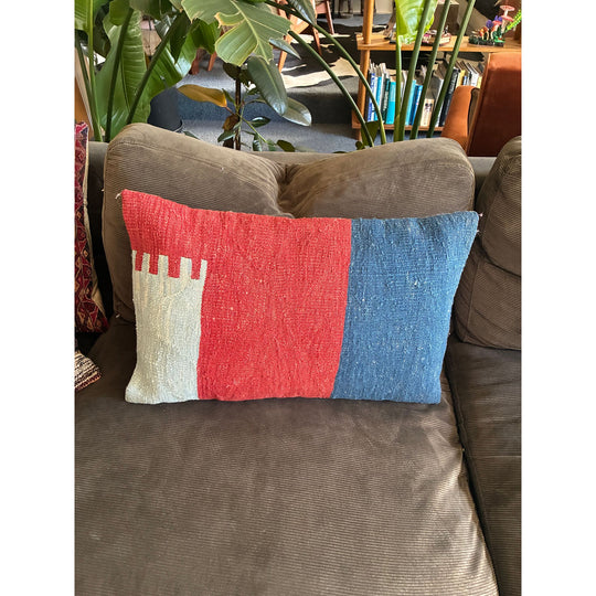 Usak Turkish Cushion, 60 x 40 cm, Repurposed from Antique Handmade Carpets and Kilims, Handwoven Wool