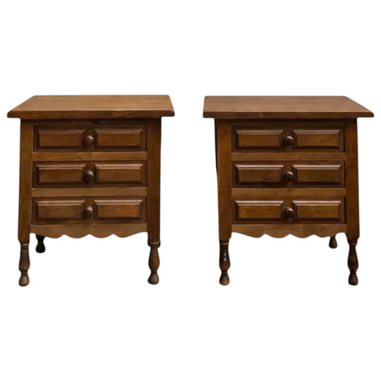 Pair of 20th Century Spanish-Style Nightstands with Three Drawers