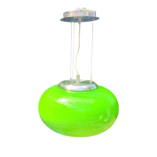 FULL SET LIME GREEN GLASS PENDANT LIGHTS PEILL & PUTZLER MID-CENTURY / SPACE-AGE / INTERIOR VIOLENCE