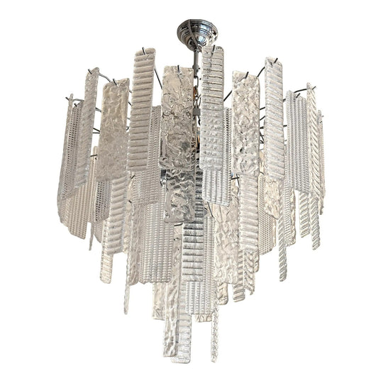 Contemporary Strips “Listelli” Murano Glass Chandelier by Simoeng
