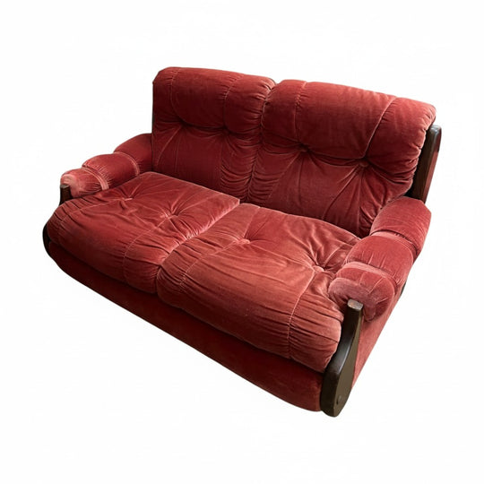 #2 Pink two seater lounge with wood sides