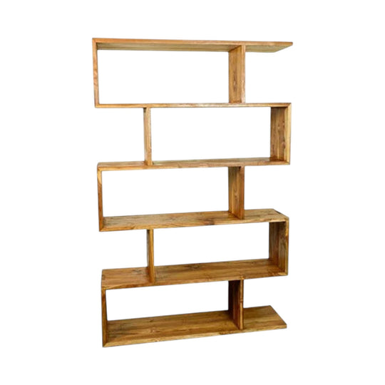 Tall Zigzag teak bookcase - ICF15008