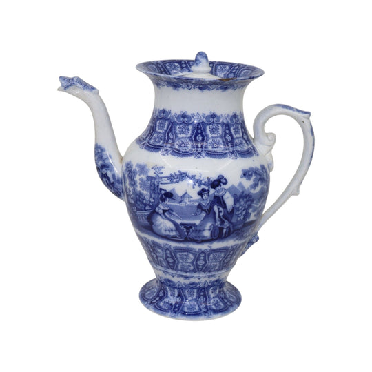 Large French blue and white coffee pot