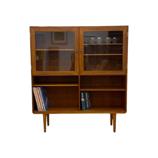 Danish Teak Bookcase by Lovig – Glass Display Open Shelving (1960s)