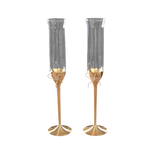 Wedgwood Vera Wang "Love Knots" gold toasting flute pair.