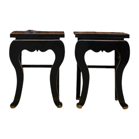Black laquered chinese table with exposed edges