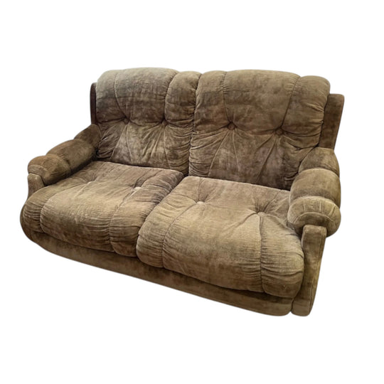 Chunky Brown Two Seater Lounge with Tufted Detailing