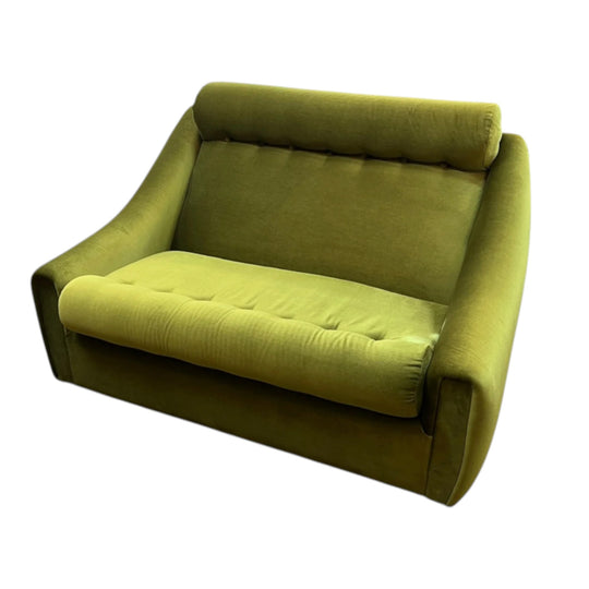 Dana Furniture 2 Seater Lounge | Olive Green Velour | Mid Century Modern Sofa