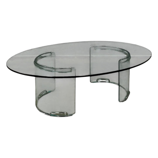 Gallotti & Radice Oval Glass Coffee Table Italy 1970s