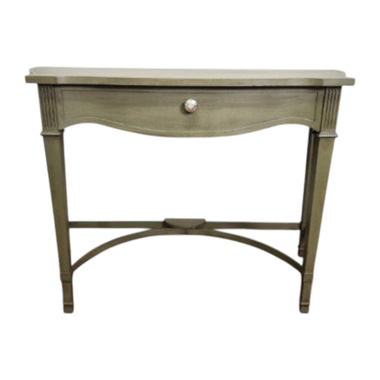 French-Style Hall Table in Olive Green with Clear and Dark Wax Finish