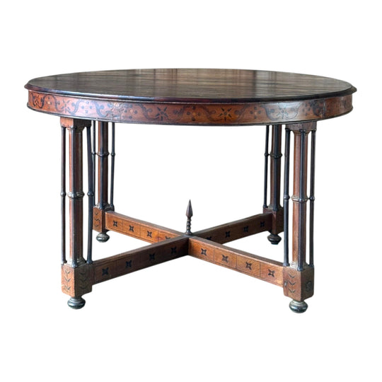 Antique English Aesthetic Movement Rosewood & Marquetry Centre Table
