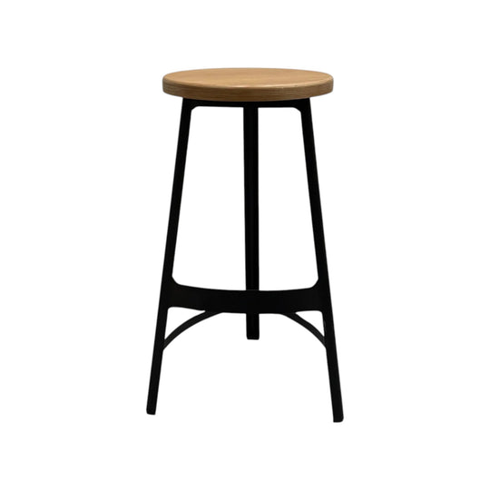 Sean Dix Barstool - Natural Timber & Black Metal