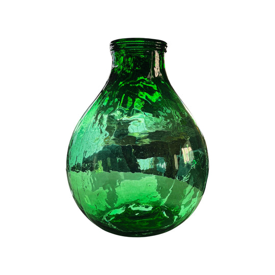 Vintage smaller green glass demijohn vase, 50cm