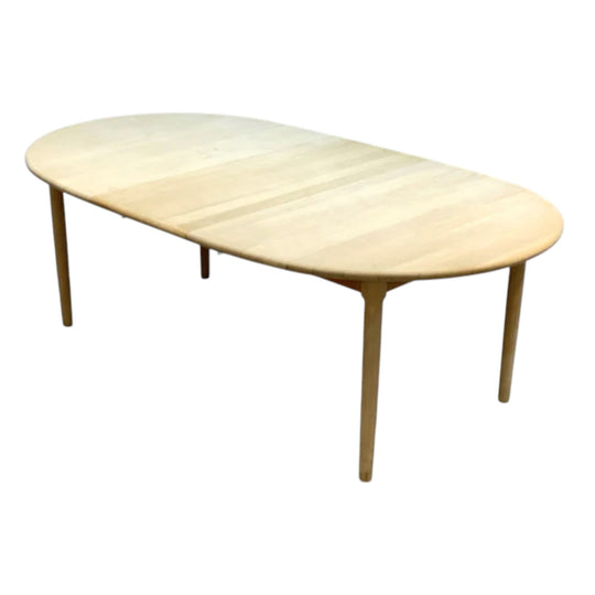 Danish Gudme Solid Beech Extension Dining Table with 2 leaves