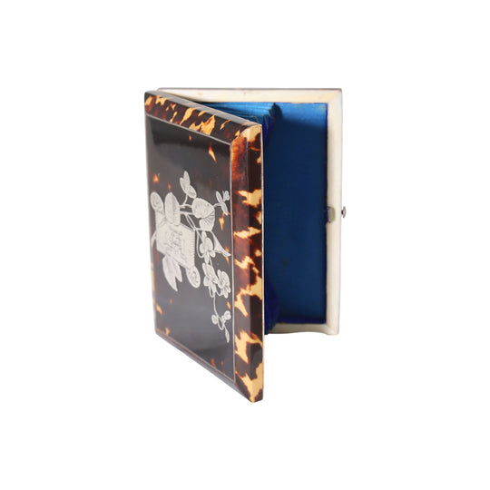 Silver inlaid tortoiseshell card case