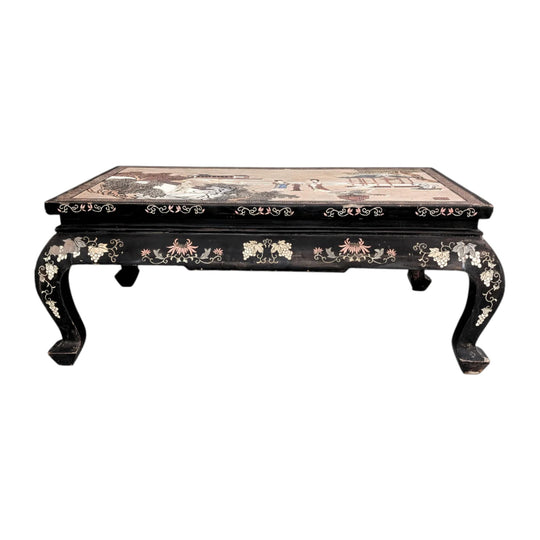 Chinese Silver Leaf and Black Lacquer Low Table Republic Period circa 1920 to 1935