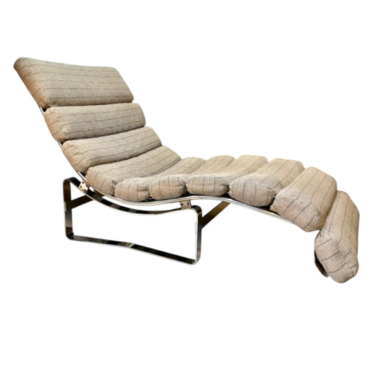 PAIR AVAIL - FAB MID CENTURY, ITALIAN CHAISE LOUNGE, in chrome.