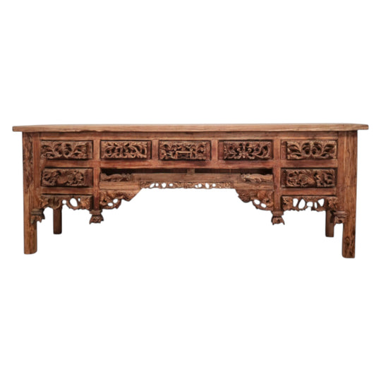 Balinese Hand Carved Vintage Console - Natural