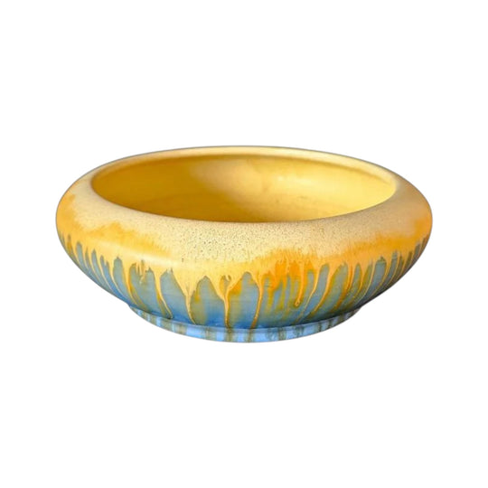 Remued Early Series Large Float Bowl, Blue and Yellow Drip Glaze (1934–1941)