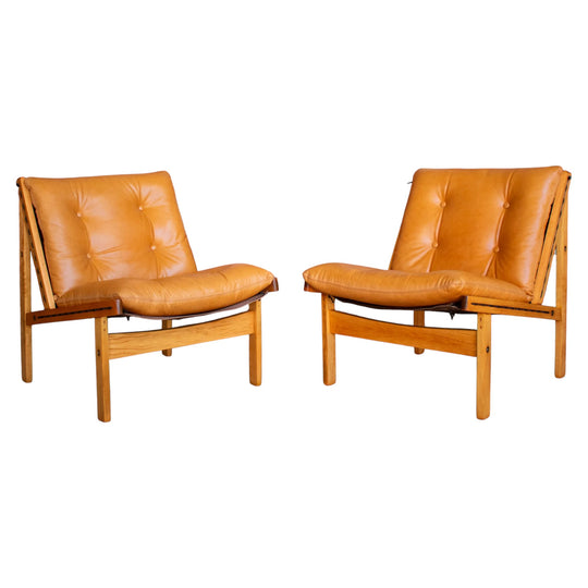 Pair of Hunter Chairs by Torbjørn Afdal for Bruksbo — Butterscotch Leather