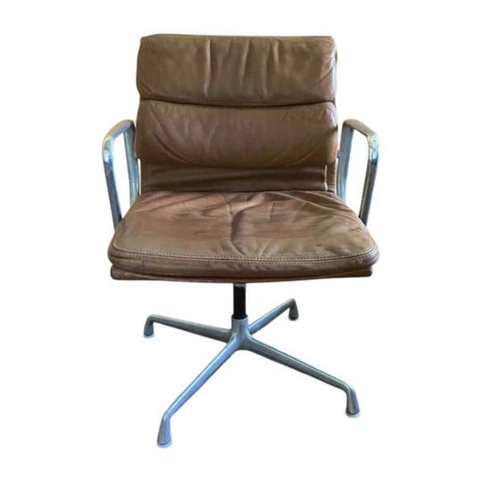 Genuine 1970's Eames Herman Miller Light Tan Soft Pad Aluminium Swivel Group Chair
