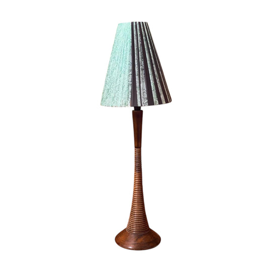 Mid-Century Timber Pedestal Table Lamp