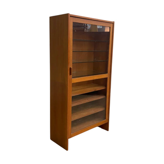 Mid Century Parker Teak And Glass Display Cabinet Book Shelf*