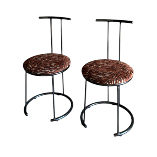 Pair of Postmodern Metal Café Chairs
