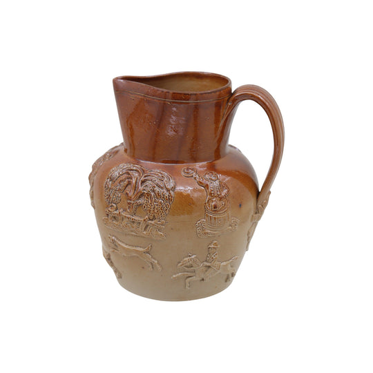 Stoneware hunting jug by James Stiff of Lambeth
