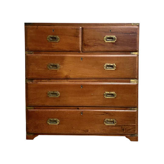 Late 19th Century Teak Campaign Chest Of Drawers*