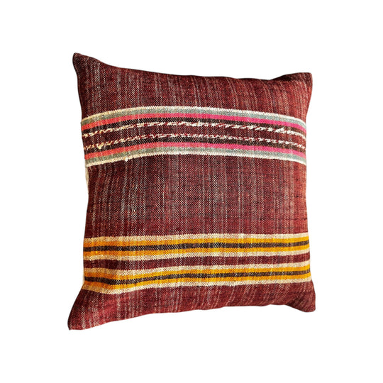Cushion 50cm x 50cm repurposed from handmade Turkish carpets and kilims.