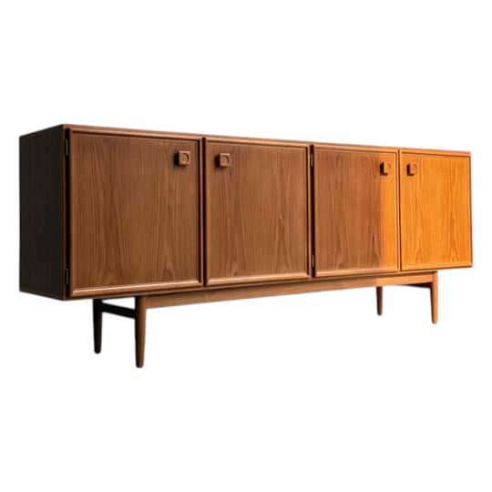Iconic Parker Teak 4-Door Sideboard – Restored Mid Century Modern with Tapered Legs